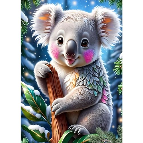 MAXBYE DIY Koala Diamond Painting für Erwachsen, Tier 5D Diamond Painting Bilder Set, Diamant Painting Katze und Glühwürmchen, Diamant Kunst Handwerk für Home Wand Décor 30x40cm von MAXBYE