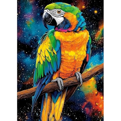 MAXBYE Diamond Painting Art Erwachsene, 5D Diamant Painting Bunter Papagei DIY Diamant Bilde, Runde Diamant Bilder Kristall Kreuzstich Für Wohnzimmer Decor Geschenk 30x40cm von MAXBYE