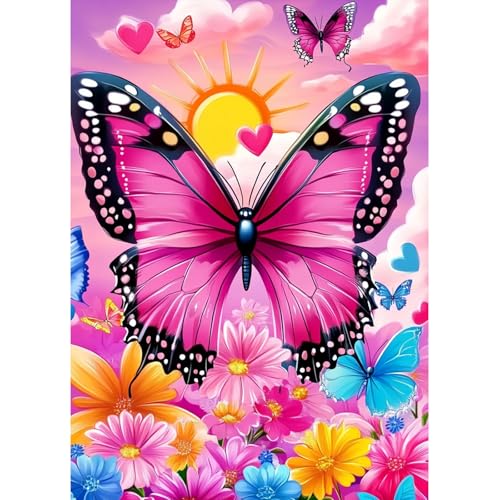 MAXBYE Diamond Painting Art Erwachsene Kits, 5D Diamond Kunst Komplett Set DIY Diamant Bilder für Anfänger, Rosa Schmetterling Runde Gem Kristall Kreuzstich Diamond Painting Home Wall Decor 30x40cm MAXBYE Diamond Painting Art Erwachsene Kits, 5D Diamond Kunst Komplett Set DIY Diamant Bilder für Anfänger, Rosa Schmetterling Runde Gem Kristall Kreuzstich Diamond Painting Home Wall Decor 30x40cm von MAXBYE