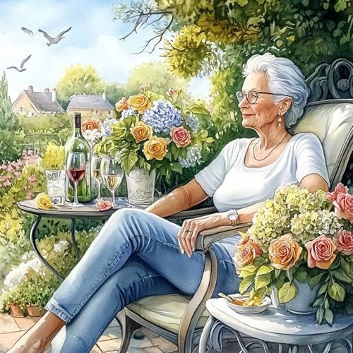 MAXBYE Diamond Painting Art Kits, 5D Silberhaarige Frau Diamond Kunst Komplett Set für Erwachsene Anfänger, DIY Gem Kunsthandwerk Runde Diamant Bilder Kristall Kreuzstich Home Wall Decor 30x30cm von MAXBYE