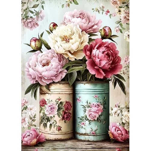 MAXBYE Diamond Painting Kits für Erwachsene, 5D Blumen Diamant Art Set DIY Vollbohrer Kunst Gem Bastelset für Anfänger, Runde Diamant Bilder Kristall Kreuzstich Home Wall Decor Geschenke 30x40cm von MAXBYE