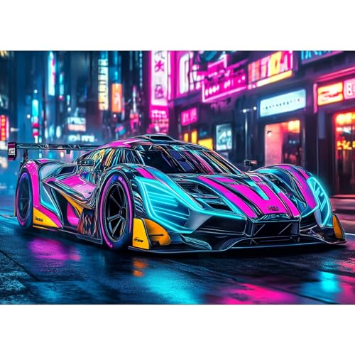 MAXBYE Diamond Painting Art Kits für Erwachsene, Bunter Sportwagen Diamond Kunst Komplett Set DIY Gem Kunsthandwerk Für Anfänger, 5D Runde Diamant Bilder Kristall Kreuzstich Home Wall Decor 30x40cm von MAXBYE