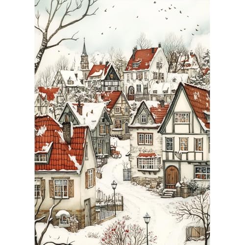 MAXBYE Diamond Painting Erwachsene Kits, 5D Diamond Painting Art Komplett Set DIY Gem Kunsthandwerk für Anfänger, Winter Landschaft Runde Diamant Bilder Kristall Kreuzstich Home Wall Decor 30x40cm von MAXBYE