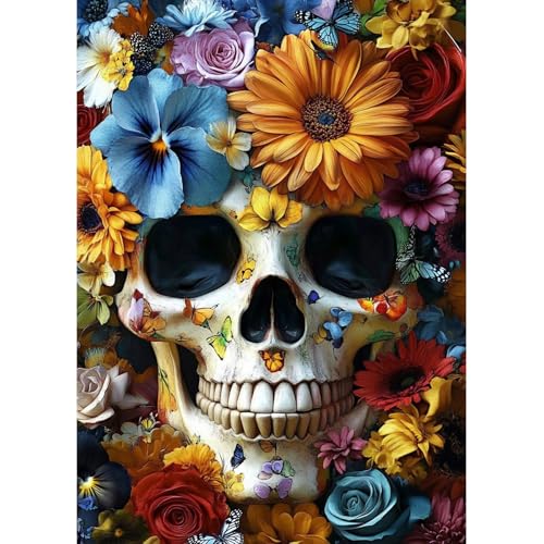 MAXBYE Diamond Painting Halloween Art Erwachsene Kits, 5D Totenkopf Diamond Kunst Komplett Set DIY Diamant Bilder für Anfänger, Blumen Runde Gem Kreuzstich Home Wall Decor 30x40cm MAXBYE Diamond Painting Halloween Art Erwachsene Kits, 5D Totenkopf Diamond Kunst Komplett Set DIY Diamant Bilder für Anfänger, Blumen Runde Gem Kreuzstich Home Wall Decor 30x40cm von MAXBYE