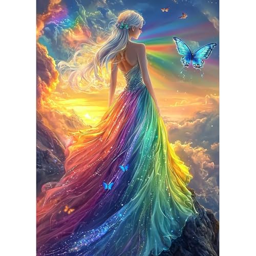 MAXBYE Diamond Painting Kits für Erwachsene, Farbe Dame Diamond Kunst Komplett Set DIY Gem Kunsthandwerk für Anfänger, Runde Diamant Bilder Kristall Kreuzstich Home Wall Decor Geschenke 30x40cm von MAXBYE