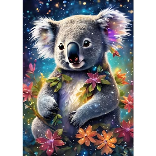 MAXBYE Koala DIY Diamond Painting für Erwachsen, Tier 5D Diamond Painting Bilder Set, Diamant Painting Katze und Glühwürmchen, Diamant Kunst Handwerk für Home Wand Décor 30x40cm von MAXBYE