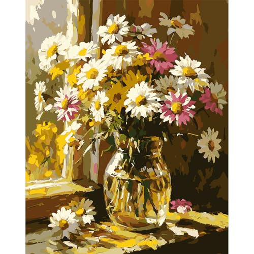 MAXBYE Malen Nach Zahlen Erwachsene, GänseblümchenPaint by Numbers DIY Handgemalt Ölgemälde Kit Leinwand Acrylfarben Painting für Home Decor Geburtstag Geschenk, Ohne Rahmen 40x50cm von MAXBYE