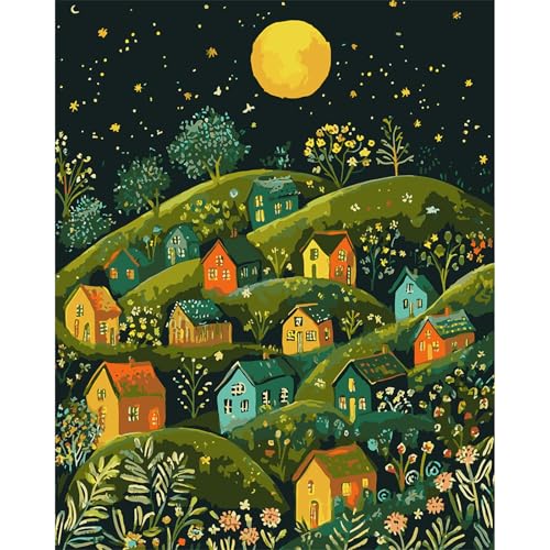 MAXBYE Malen Nach Zahlen Erwachsene, Paint by Numbers Adult Hill House Nachtansicht DIY Handgemalt Ölgemälde Kit Leinwand Acrylfarben Painting für Home Decor Geschenk, Ohne Rahmen 40x50cm MAXBYE Malen Nach Zahlen Erwachsene, Paint by Numbers Adult Hill House Nachtansicht DIY Handgemalt Ölgemälde Kit Leinwand Acrylfarben Painting für Home Decor Geschenk, Ohne Rahmen 40x50cm von MAXBYE