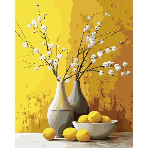 MAXBYE Malen Nach Zahlen Erwachsene, Paint by Numbers Weiße Blüten DIY Handgemalt Ölgemälde Kit Zitrone Bild Acrylfarben Painting für Home Decor Geschenk, Ohne Rahmen 40x50cm MAXBYE Malen Nach Zahlen Erwachsene, Paint by Numbers Weiße Blüten DIY Handgemalt Ölgemälde Kit Zitrone Bild Acrylfarben Painting für Home Decor Geschenk, Ohne Rahmen 40x50cm von MAXBYE