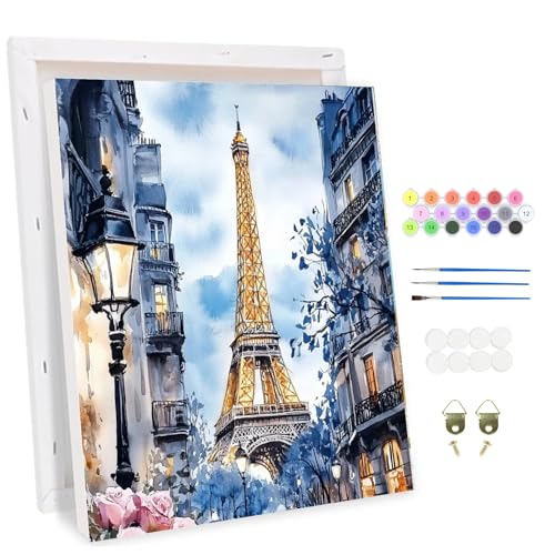 MAXBYE Malen Nach Zahlen Erwachsene mit Rahmen, Eiffelturm Landschaft Paint by Numbers, DIY Handgemalt Ölgemälde Kit Leinwand Acrylfarben Painting für Heimdekoration Kunstwerk Geschenk 30x40cm MAXBYE Malen Nach Zahlen Erwachsene mit Rahmen, Eiffelturm Landschaft Paint by Numbers, DIY Handgemalt Ölgemälde Kit Leinwand Acrylfarben Painting für Heimdekoration Kunstwerk Geschenk 30x40cm von MAXBYE