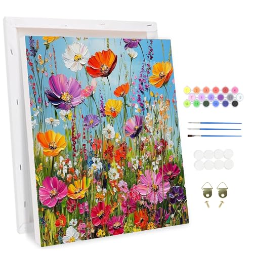 MAXBYE Malen Nach Zahlen Erwachsene mit Rahmen Landschaft, Blumen Paint by Numbers DIY Handgemalt Ölgemälde Kit Leinwand Acrylfarben Painting für Home Decor Geburtstag Geschenk 30x40cm von MAXBYE