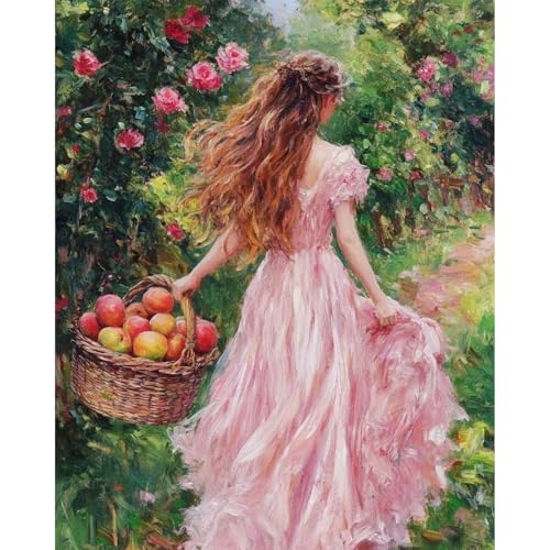 MAXBYE Schöne Frau Malen Nach Zahlen Erwachsene, Blumen Paint by Numbers DIY Handgemalt Ölgemälde Kit Leinwand Acrylfarben Painting für Home Decor Geburtstag Weihnachten Geschenk, Ohne Rahmen 40x50cm von MAXBYE