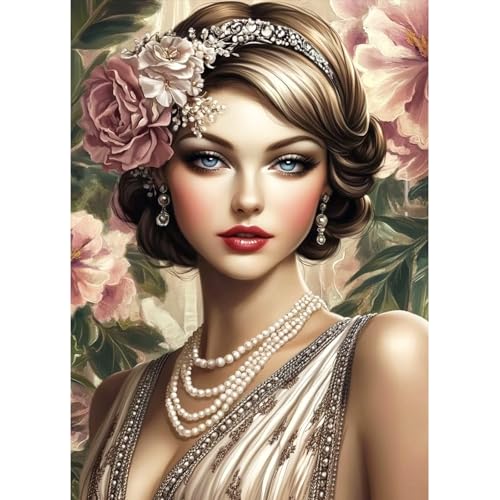 MAXBYE Vintage Dame Diamond Painting Art Kits, 5D Diamond Kunst Komplett Set DIY Gem Kunsthandwerk für Erwachsene Anfänger, Diamant Bilder Kristall Kreuzstich Home Wall Decor 30x40cm MAXBYE Vintage Dame Diamond Painting Art Kits, 5D Diamond Kunst Komplett Set DIY Gem Kunsthandwerk für Erwachsene Anfänger, Diamant Bilder Kristall Kreuzstich Home Wall Decor 30x40cm von MAXBYE