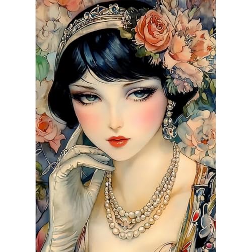 MAXBYE Vintage Dame Diamond Painting Kits für Erwachsene, 5D Diamond Painting Art Kit Full Drill Diamond Picture Art für Anfänger, Diamant Kreuzstich Kunsthandwerk Gift Home Wand Dekor 30x40cm MAXBYE Vintage Dame Diamond Painting Kits für Erwachsene, 5D Diamond Painting Art Kit Full Drill Diamond Picture Art für Anfänger, Diamant Kreuzstich Kunsthandwerk Gift Home Wand Dekor 30x40cm von MAXBYE
