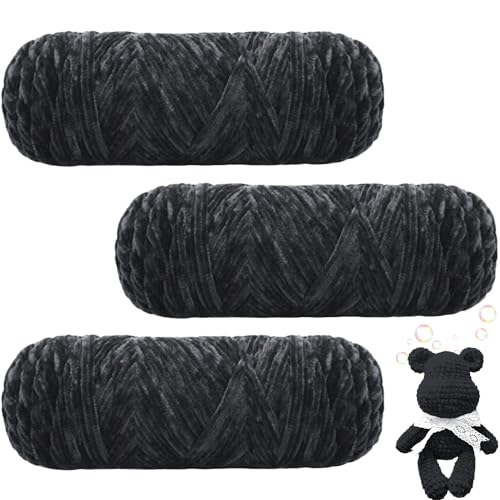 Maxee 300g(3×100g) Samtig Babywolle, Samt Velvet Wolle Chenille Garn, Kuschelweich Chenillegarn, Flauschige Weich Plüschwolle, Häkelgarn Wolle Zum Stricken & Häkeln von Maxee