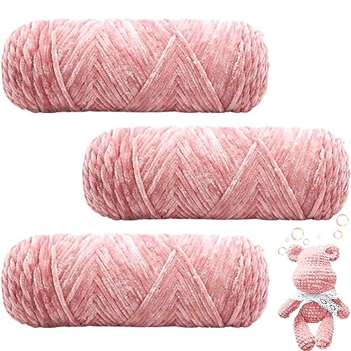 Maxee 300g(3×100g) Samtig Babywolle, Samt Velvet Wolle Chenille Garn, Kuschelweich Chenillegarn, Flauschige Weich Plüschwolle, Häkelgarn Wolle Zum Stricken & Häkeln von Maxee