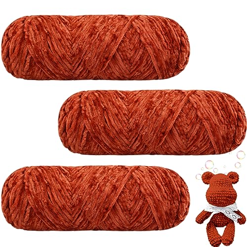 Maxee 300g(3×100g) Samtig Babywolle, Samt Velvet Wolle Chenille Garn, Kuschelweich Chenillegarn, Flauschige Weich Plüschwolle, Häkelgarn Wolle Zum Stricken & Häkeln von Maxee