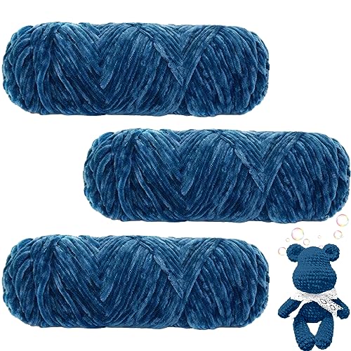 Maxee 300g(3×100g) Samtig Babywolle, Samt Velvet Wolle Chenille Garn, Kuschelweich Chenillegarn, Flauschige Weich Plüschwolle, Häkelgarn Wolle Zum Stricken & Häkeln von Maxee