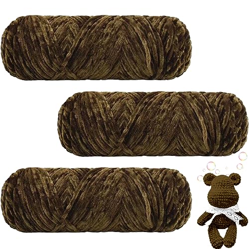 Maxee 300g(3×100g) Samtig Babywolle, Samt Velvet Wolle Chenille Garn, Kuschelweich Chenillegarn, Flauschige Weich Plüschwolle, Häkelgarn Wolle Zum Stricken & Häkeln von Maxee