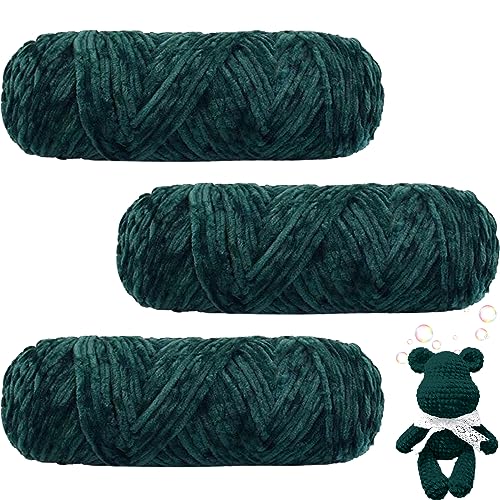 Maxee 300g(3×100g) Samtig Babywolle, Samt Velvet Wolle Chenille Garn, Kuschelweich Chenillegarn, Flauschige Weich Plüschwolle, Häkelgarn Wolle Zum Stricken & Häkeln von Maxee