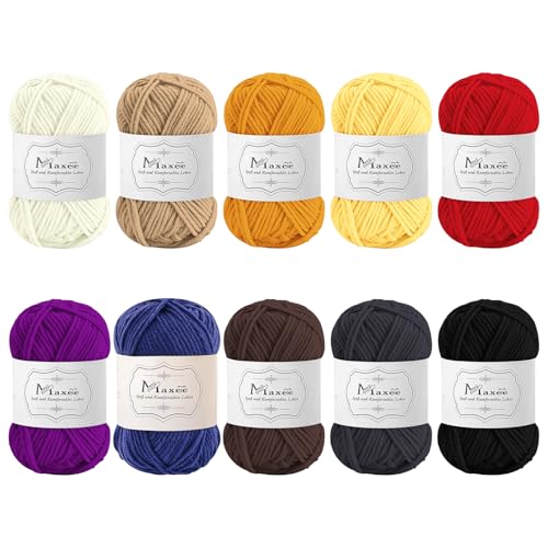 Maxee Häkelgarn 500g (50g*10 Farbe), Acryl Wolle Zum Stricken, Garn zum Häkeln und Stricken, Hand Knitting Yarn Set, Handstrickgarn Baumwollgarn für Häkeln, Wolle zum Stricken und Kunsthandwerk von Maxee