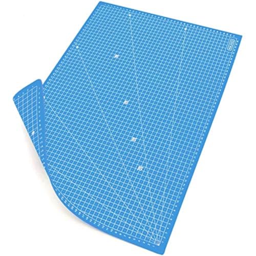 MAXKO Schneidematte A2 (60 x 45 cm), blau, Bastelunterlage schnittfest, selbstheilend, beidseitig bedruckt, metrische Einteilung - Schneideunterlage, Cutting Mat, Schreibtischunterlage von MAXKO