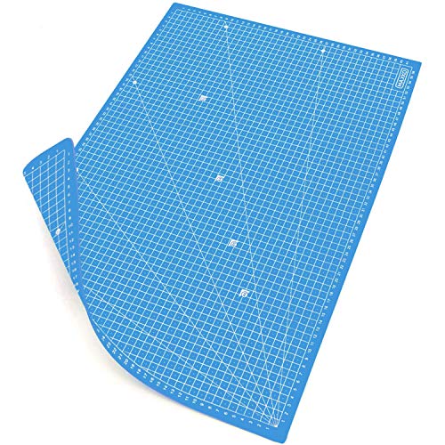 MAXKO Schneidematte A2 selbstheilend in blau, metrische Einteilung, Nähunterlage/Schneideunterlage/Bastelunterlage 60x45 Winkelmaße 15° – Cutting Mat von MAXKO