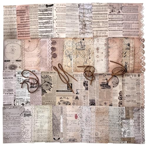 Maxleaf 80 Stück Vintage-Spitzen-Dekorationspapier, 4 Packungen, ausgehöhlte Spitze, Scrapbooking, dekorative Musik, Zeitungen, Handwerk, Notizbücher, Papier für Bastelarbeiten, Alben, Planer Maxleaf 80 Stück Vintage-Spitzen-Dekorationspapier, 4 Packungen, ausgehöhlte Spitze, Scrapbooking, dekorative Musik, Zeitungen, Handwerk, Notizbücher, Papier für Bastelarbeiten, Alben, Planer von MAXLEAF