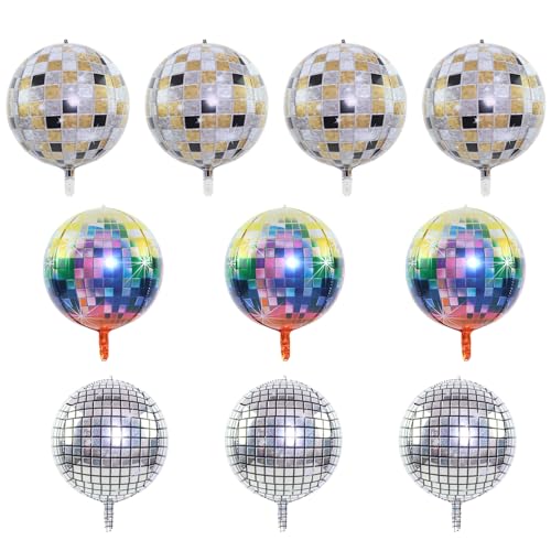 10 Stück reflektierende Luftballons, 22-Zoll-4D-Mehrfarbenballons, Party-Geburtstags-Disco-Themen-Atmosphärendekoration, Event-Party-Dekoration von MAXQUU