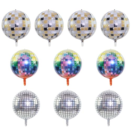 10 Stück reflektierende Luftballons, 22-Zoll-4D-Mehrfarbenballons, Party-Geburtstags-Disco-Themen-Atmosphärendekoration, Event-Party-Dekoration 10 Stück reflektierende Luftballons, 22-Zoll-4D-Mehrfarbenballons, Party-Geburtstags-Disco-Themen-Atmosphärendekoration, Event-Party-Dekoration von MAXQUU