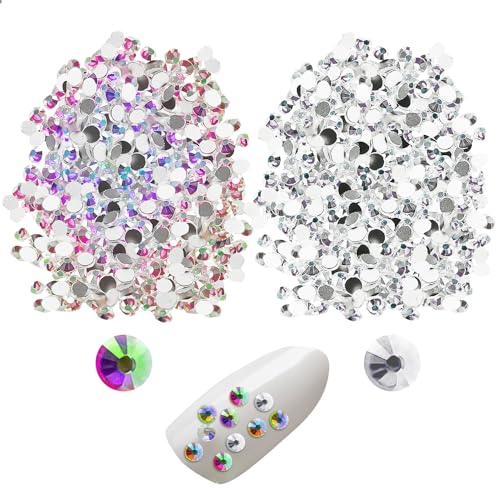 2880 Stück Nailart-Diamanten, Mini-Diamanten in kleiner Größe, Nailart-Schmuck, Super-Flash-Schmuck, kleine runde Diamanten, Glas-Strass-Nageldiamanten, geeignet für Nageldekoration und DIY-Maniküre. von MAXQUU