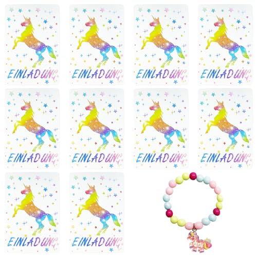 MAXQUU 12 Regenbogenpferd-Einladungskarten und 1 Armband, glitzernde Dekorationskarten, Kindereinladungen, Einladungen für Jungen und Mädchen, geeignet für Geburtstagsfeiern MAXQUU 12 Regenbogenpferd-Einladungskarten und 1 Armband, glitzernde Dekorationskarten, Kindereinladungen, Einladungen für Jungen und Mädchen, geeignet für Geburtstagsfeiern von MAXQUU