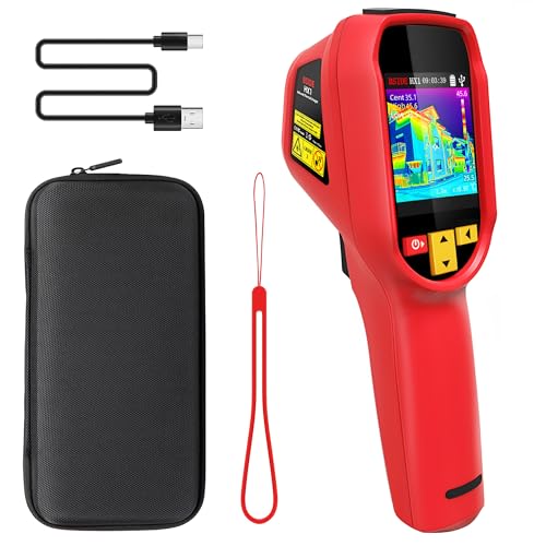 Wärmebildkamera 240×240 Auflösung 15 Farbpaletten Infrarot Wärmekamera -4°F bis 1022°F 25Hz Wiederaufladbare tragbare Wärmebildkamera mit Laserpointer 50°FOV für Hausinspektion HVAC von MAXRIENY
