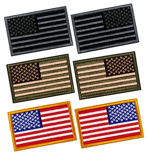 6 Stück taktische Aufnäher der USA-amerikanischen Flagge, normal und umgekehrt, mit Klettverschluss für Rucksäcke, Mützen, Jacken, Hosen, Militär-Armee-Uniform-Embleme, Größe 7,6 x 5,1 cm von MAXXPRO