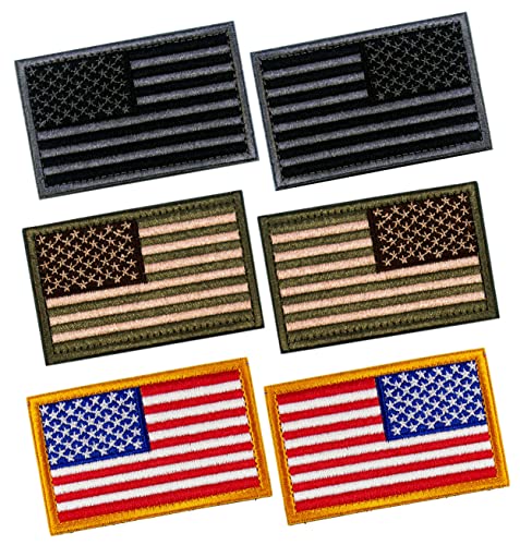 6 Stück taktische Aufnäher der USA-amerikanischen Flagge, normal und umgekehrt, mit Klettverschluss für Rucksäcke, Mützen, Jacken, Hosen, Militär-Armee-Uniform-Embleme, Größe 7,6 x 5,1 cm 6 Stück taktische Aufnäher der USA-amerikanischen Flagge, normal und umgekehrt, mit Klettverschluss für Rucksäcke, Mützen, Jacken, Hosen, Militär-Armee-Uniform-Embleme, Größe 7,6 x 5,1 cm von MAXXPRO