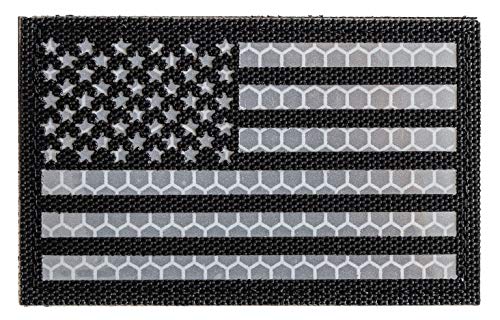 Reflektierende taktische Aufnäher der USA-Flagge, mit Klettverschluss für Rucksäcke, Mützen, Jacken, Hosen, Militär-Armee-Uniform, Moral-Embleme, Größe 7,6 x 5,1 cm von MAXXPRO