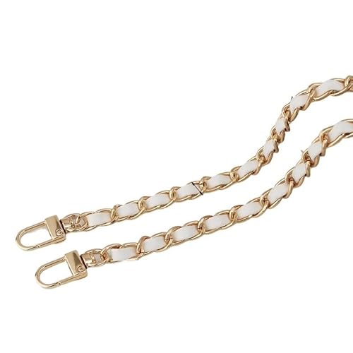 MAYANGYANG Taschenkette 30/60/100/120/140cm PU Leder + Metallkette Umhängetaschengurt for Damen Modetasche Umhängetasche Lady Ledergurt for Handtasche Kette FüR Tasche(White,30cm) von MAYANGYANG