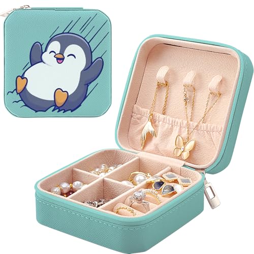 MAYCARI Kleine, tragbare Reise-Schmuckschatulle, niedliches Pinguin-Muster, Mini-Leder-Schmuckkästchen, Organizer für Ringe, Ohrringe, Halsketten, Armbänder, Schmuck, Geschenk für Frauen, Mädchen, MAYCARI Kleine, tragbare Reise-Schmuckschatulle, niedliches Pinguin-Muster, Mini-Leder-Schmuckkästchen, Organizer für Ringe, Ohrringe, Halsketten, Armbänder, Schmuck, Geschenk für Frauen, Mädchen, von MAYCARI