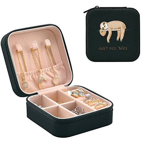 MAYCARI Reise Schmuckkästchen Kunstleder, Kleine Schmuckschatulle Mini Schmuck Organizer Tragbar Schmuckbox für Ringe, Halskette, Ohrringe von MAYCARI