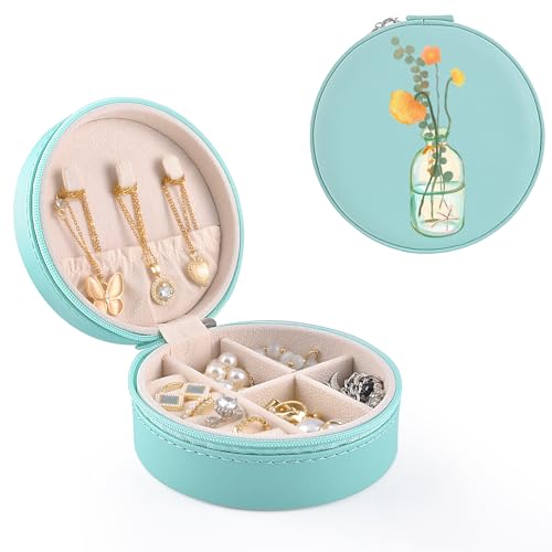 MAYCARI Schmuckkästchen Reise PU-Leder Schmuckschatulle Kleine Schmucketui für Ringe,Ohrringe,Halskette Mini Schmuck Organizers für Mädchen Geschenk von MAYCARI