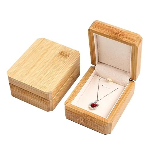 MAYINGLON Makeup Organizer Armband, Armreif, Anhänger, Halskette, Ring, Schmuck, Geschenkverpackung, Etui Mit Samt-Innenseite, Schmuckschatulle Aus Echtem Bambusholz(7 * 7 * 4cm)(Type-C) von MAYINGLON