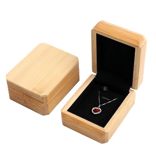 MAYINGLON Makeup Organizer Armband, Armreif, Anhänger, Halskette, Ring, Schmuck, Geschenkverpackung, Etui Mit Samt-Innenseite, Schmuckschatulle Aus Echtem Bambusholz(7 * 7 * 4cm)(Type-G) von MAYINGLON
