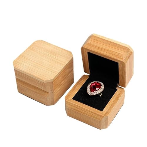 MAYINGLON Makeup Organizer Armband, Armreif, Anhänger, Halskette, Ring, Schmuck, Geschenkverpackung, Etui Mit Samt-Innenseite, Schmuckschatulle Aus Echtem Bambusholz(7 * 7 * 4cm)(Type-H) von MAYINGLON