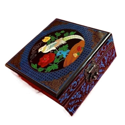MAYINGLON Makeup Organizer Aufbewahrungskoffer Im Antiken Stil, Schminktisch, Lack, Make-up-Artikel, 2-lagige Schmuckschatulle, Bemaltes Ornamentholz(16 * 16 * 7cm) von MAYINGLON
