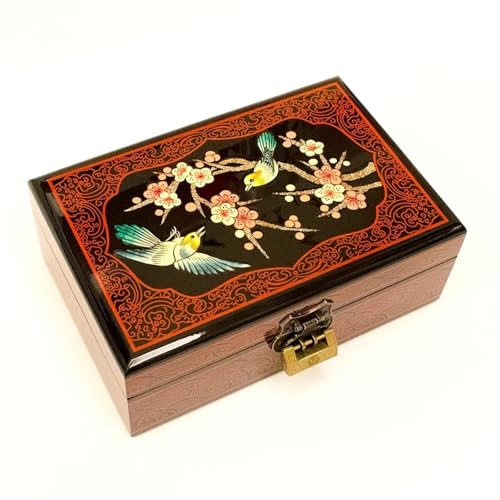 MAYINGLON Makeup Organizer Für Frauen, Tolle Hölzerne Schmuckschatulle Mit Klassischer Ästhetik, Lackwaren-Organizer Mit Integriertem Spiegel(21 * 14 * 8cm)(Type-A) von MAYINGLON