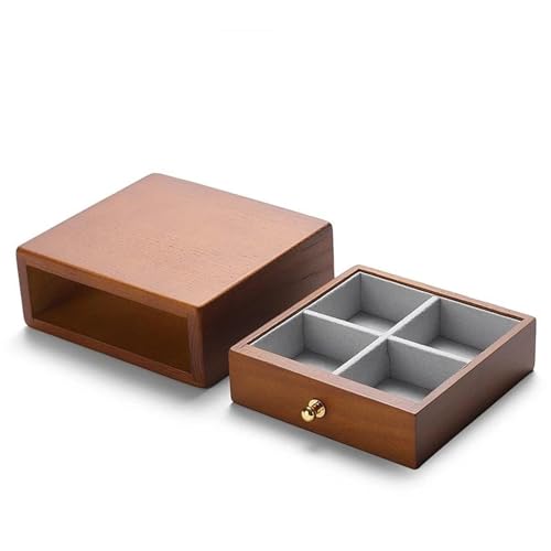 MAYINGLON Makeup Organizer Holz Ring Halter Halskette Ohrringe Aufbewahrungsbox Armband Anhänger Aufbewahrungsbox Sammlung Schublade Schmuckschatulle Kreativ Massiv(13x12x5cm)(Type-F) von MAYINGLON