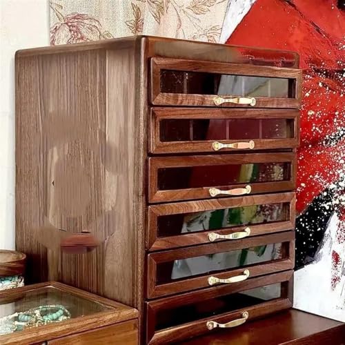 MAYINGLON Makeup Organizer Organizer Und Aufbewahrung, Hochzeitsgeschenkverpackung, Luxuriöse Holz-Schmuckschatulle, Große Mehrstöckige Halskette, Ring(Type-B) von MAYINGLON
