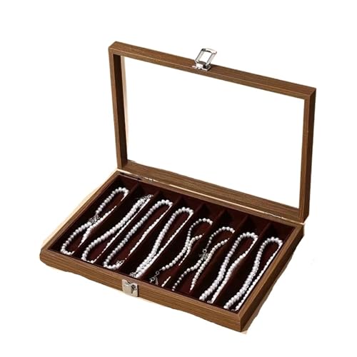 MAYINGLON Makeup Organizer Schmuck, Schmuckschatulle Mit Dickem Hals, Sichttablett, Aufbewahrungsbox Für Perlenketten Mit Deckel Staubdichtes Langes Armband Aus Glas (35 * 24 * 3cm)(Type-A) von MAYINGLON