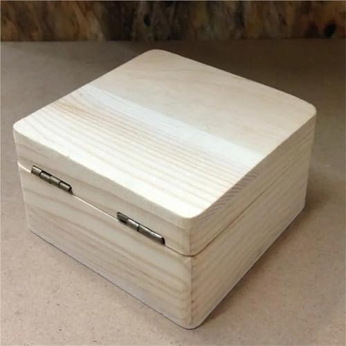 MAYINGLON Makeup Organizer Schmuckschatulle, Geschliffene Handdekoration, Holzkiste, 1 Stück, Holzaufbewahrungsbox, Schlichtes Holz, Mit Multifunktions-Scharnierboxen（8 * 8 * 5cm） von MAYINGLON