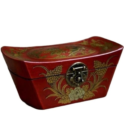 MAYINGLON Makeup Organizer Schmuckschatulle, Kissen, Heimdekoration, Ornamente, Antikes Holz-Leder, Drache, Bronze-Schloss(22 * 10 * 9cm) von MAYINGLON
